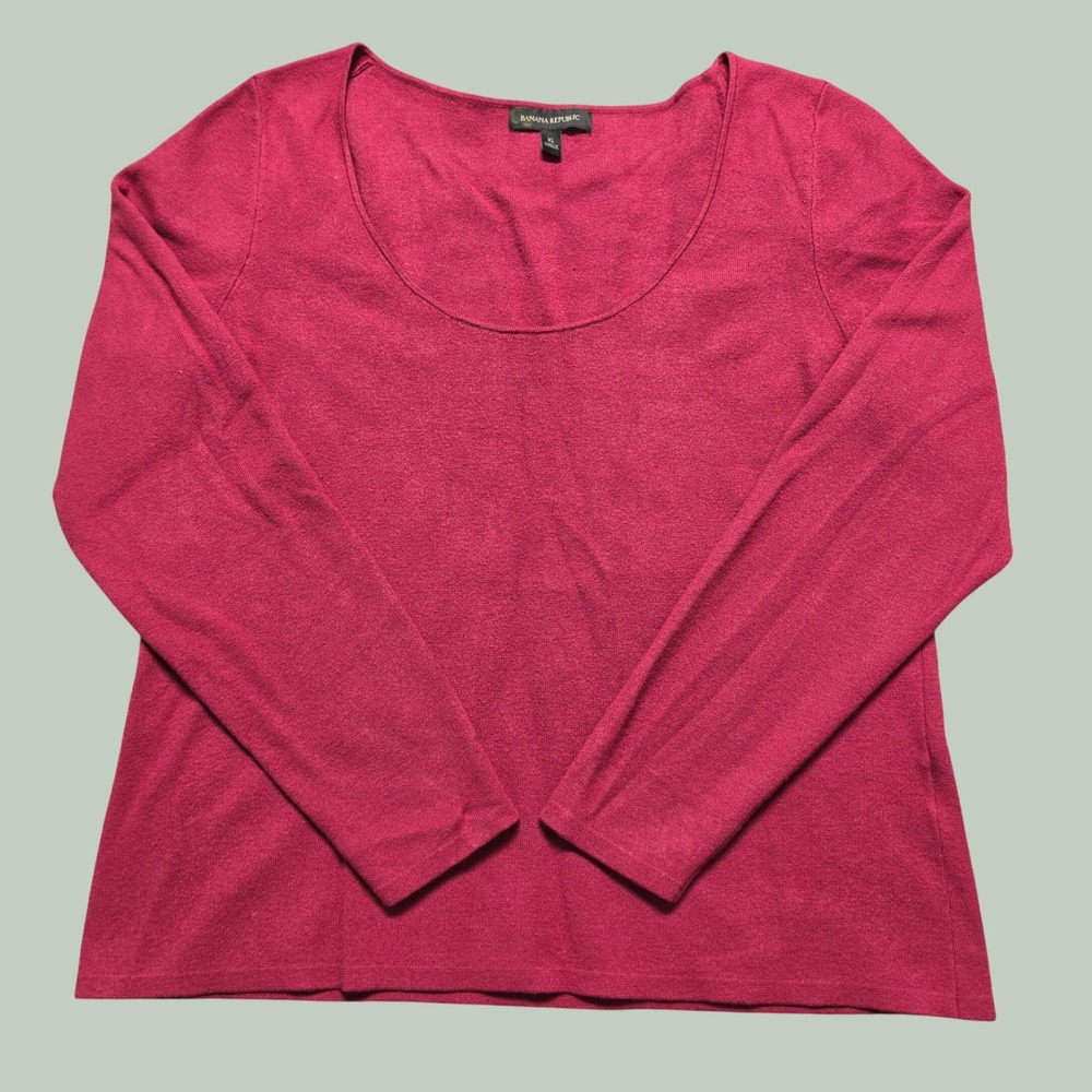 Scoop Neck Long Sleeve Top Womens XL Wildberry Pink Banana Republic 671970-01